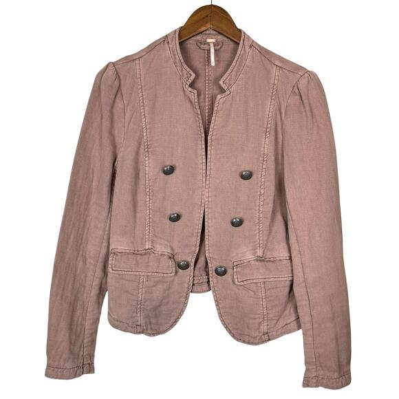 Free People NWT Jagger Blazer Military Tan Jacket Lace up Sleeve Outerwear - Picture 6 of 13